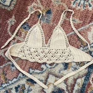 Festival crochet halter crop top knitted